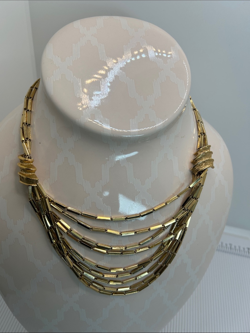 Vintage Monet Layered Gold-Tone Bib Necklace